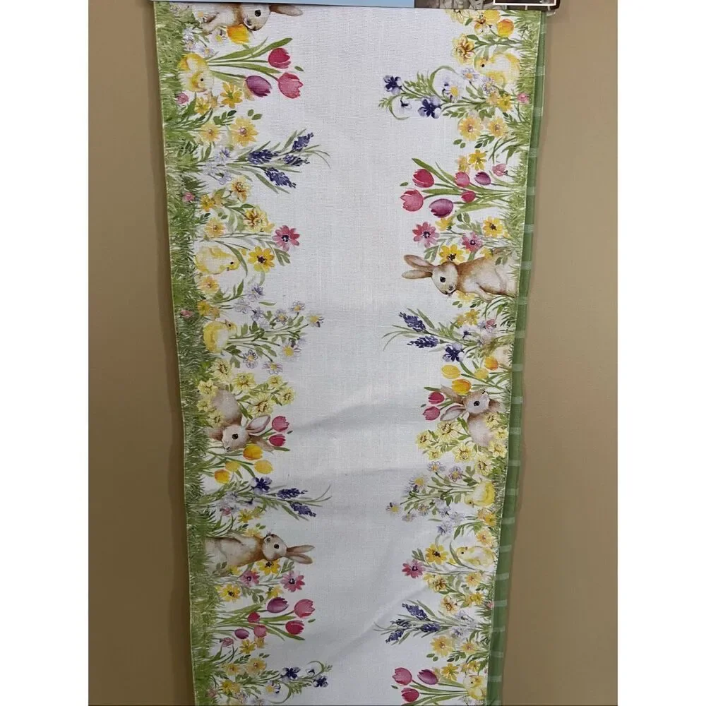 The Farmhouse By Rachel Ashwell Easter Bunny Chicks Table Runner 16” X 90” Rever